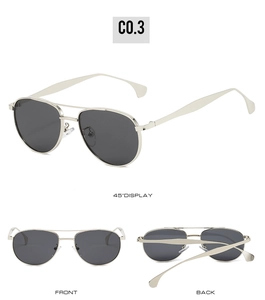 Vues multiples de lunettes aviateur avec monture en métal argenté et double pont