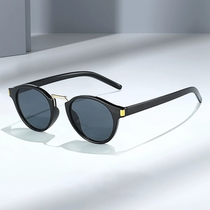 Retro Round Sunglasses Pilot Style PC Frame With Gold Metal Bridge For Men And Women Vintage Fashion Eyewear