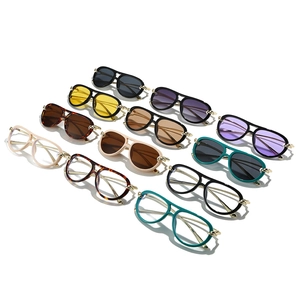 Fashion pilot sunglasses with gold chain temples in a colorful 12-pair variety pack