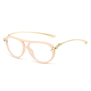 Fashionable oversized aviator sunglasses for women with pink frames and gold metal temples