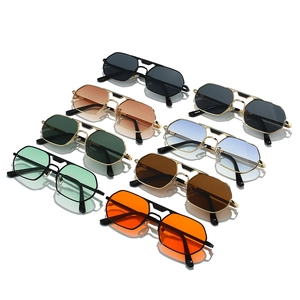 Vintage square metal sunglasses in multiple lens colors with UV protection for men and women