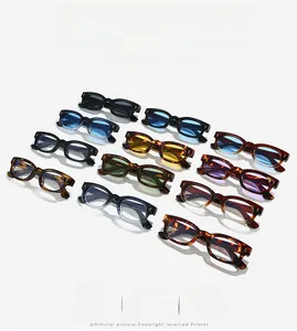 Detailed grid of 11 stylish square sunglasses with metallic arrow accents and colorful lenses