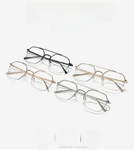 Selection of irregular geometric metal frames with double bridges in diverse colors