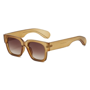 Modern thick-frame square sunglasses with brown translucent finish and gradient lenses
