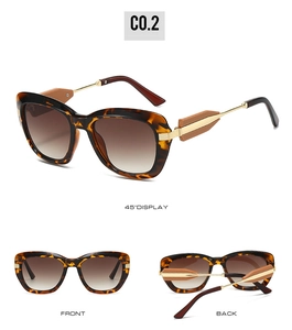 Detail view showing front, back and side angles of tortoise shell sunglasses with gold accents