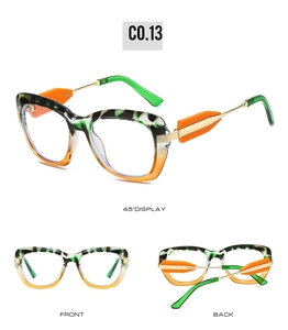 Detail view of tortoiseshell sunglasses frame with unique color block and metal temples