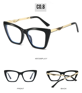 Detailed views of black cat-eye sunglasses featuring golden metallic temple hinges