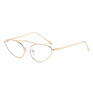 Retro cat-eye blue light blocking glasses with stylish gold metal frame and double bridge