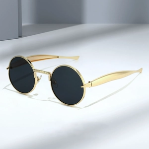 Lunettes De Soleil Rondes Rétro Monture Métal Protection UV400 Hommes Femmes Style Steampunk Vintage Mode Plein Air