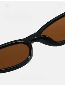 Detail of comfortable nose pads on black thick frame sunglasses for all-day wear