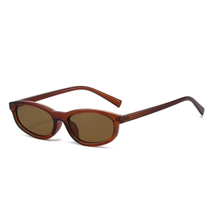 Classic retro oval sunglasses with tawny translucent resin frames and dark tinted lenses