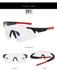 Detail view of anti-fog cycling glasses showing front and back with prescription frames