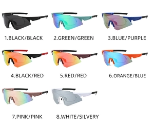 Comparison of eight colorful aviator sports sunglasses for cycling and outdoor activities