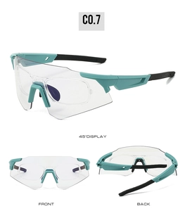 Detail view of anti-fog cycling glasses featuring a detachable inner frame for myopia