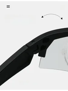 Detail of durable texture hinge on matte black sports cycling sunglasses frame