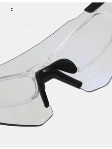 Close-up of ergonomic soft nose pads on sports cycling glasses for maximum comfort