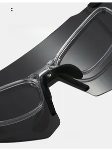 Macro detail of comfortable black silicone nose pads on aviator sports sunglasses