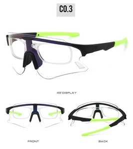 Detailed views of photochromic cycling sunglasses showing front back and 45-degree angle