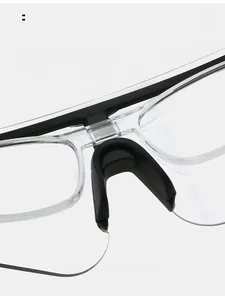 Macro detail of comfortable black rubber nose pads on photochromic cycling sunglasses