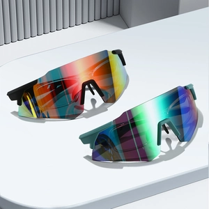 Professional aviator sports cycling sunglasses with vibrant lenses and black frames