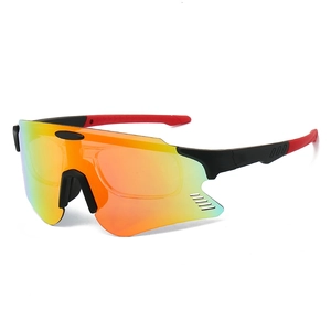 Rahmenlose Radsport-Sonnenbrille mit orangefarbenem Glas und mattem Gestell