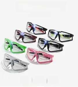 Multiple colors of photochromic cycling sunglasses with built-in myopia frames