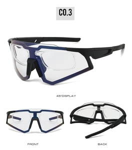 Detailed views of multi-angle cycling sunglasses with a removable inner myopia frame