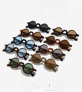 Retro small round frame sunglasses in black, tortoise and transparent colors set