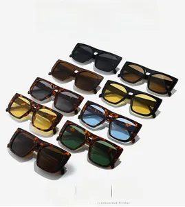 Collection of oversized square sunglasses in assorted frame textures and lens colors