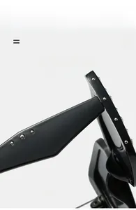 Detail view of square black sunglasses showing silver rivets and high elasticity frame