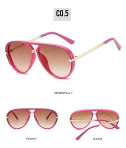 Detailed multi-angle views of rose pink aviator sunglasses with gold metal temples