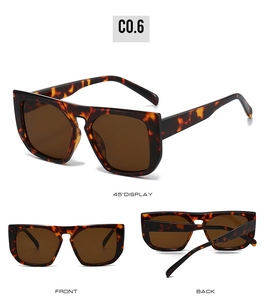 Detailed multi-angle views of square tortoiseshell sunglasses with dark brown lenses