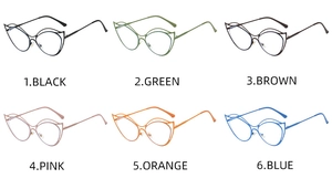 Collection of cat-eye anti-blue light metal frames in six vibrant color options