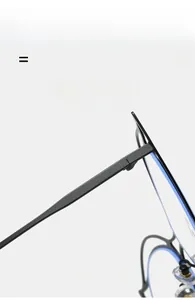 Detail of ultra-light elastic matte black temples with blue inner lining and hinge craft