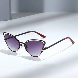 Women Cat Eye Sunglasses Retro Metal Hollow Frame Gradient UV400 Fashion Trendy Eyewear Outdoor Beach Party Sun Glasses