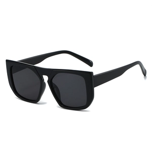 Classic oversized square sunglasses with black frame and dark grey lenses for fashion