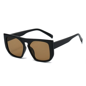 Modern oversized square sunglasses with a premium black frame and brown tinted lenses