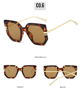 Detailed views of vintage square sunglasses with tortoise frames and slim gold metal temples