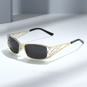 Y2K Sunglasses Women Metal Hollow Geometric Frame Retro Punk Style UV400 Protection Fashion Streetwear Eyewear