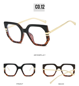 Three-view display of black and tortoiseshell square glasses frame with gold metal temples