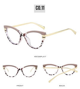 Cat-eye glasses frame in tortoiseshell and gold metal shown in multiple angles