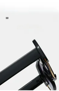 Detail of lightweight elastic black sunglasses temples with golden metal hinges