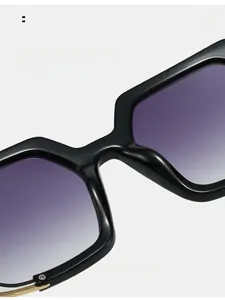 Detail of comfortable integrated nose pads on black polygon gradient sunglasses