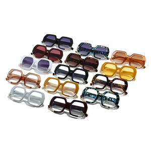 Multiple colors of retro polygon oversized sunglasses and clear lens glasses collection