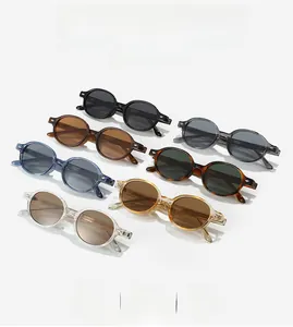 Multiple color options for retro TR90 small oval frame sunglasses in a neat display