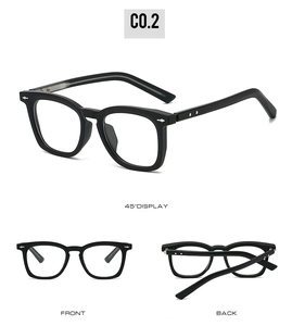 Détails de lunettes carrées rétro en TR90 noir avec charnières à broches métalliques