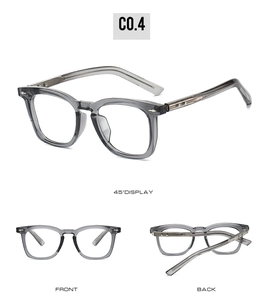 Vue détaillée multi-angles de lunettes carrées en TR90 gris transparent en couleur C0.4