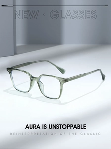 Close-up of classic square TR90 eyewear frame featuring premium metal hinge details