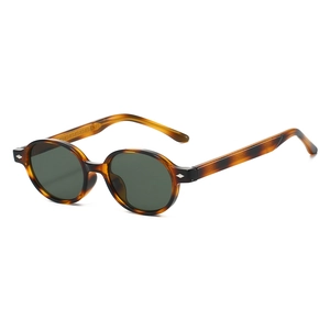 Retro TR90 tortoiseshell round frame sunglasses with dark green lenses for men and women