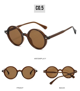 Affichage à trois vues de lunettes de soleil ovales vintage avec monture ambrée